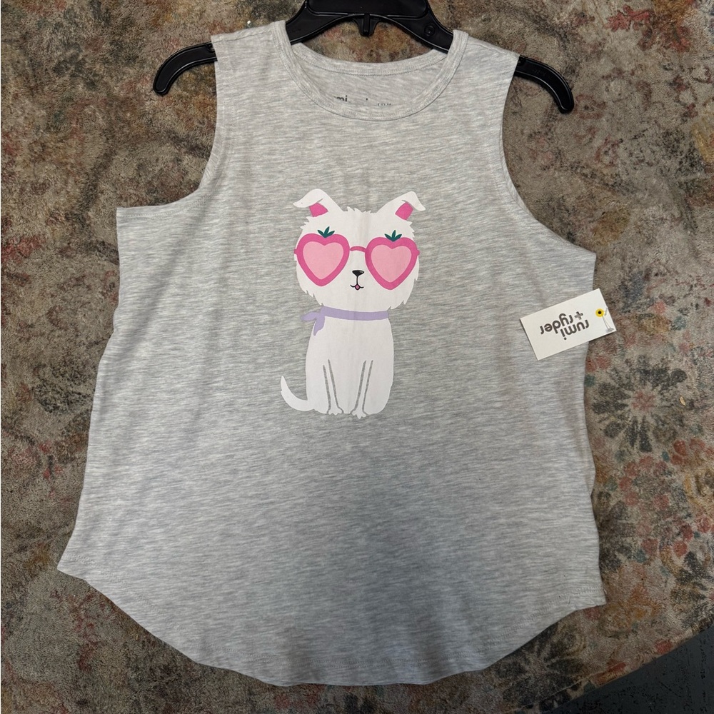 Gray Tank Top with Dog Print by Rumi & Ryder